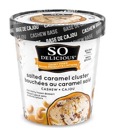 So Delicious Gluten Free Dairy Free Cashew Frozen Dessert, Salted Caramel Cluster (500 ml)