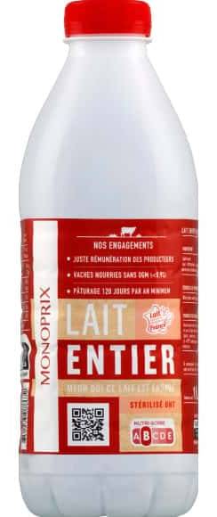 Monoprix - Lait entier stérilisé uht (1L)