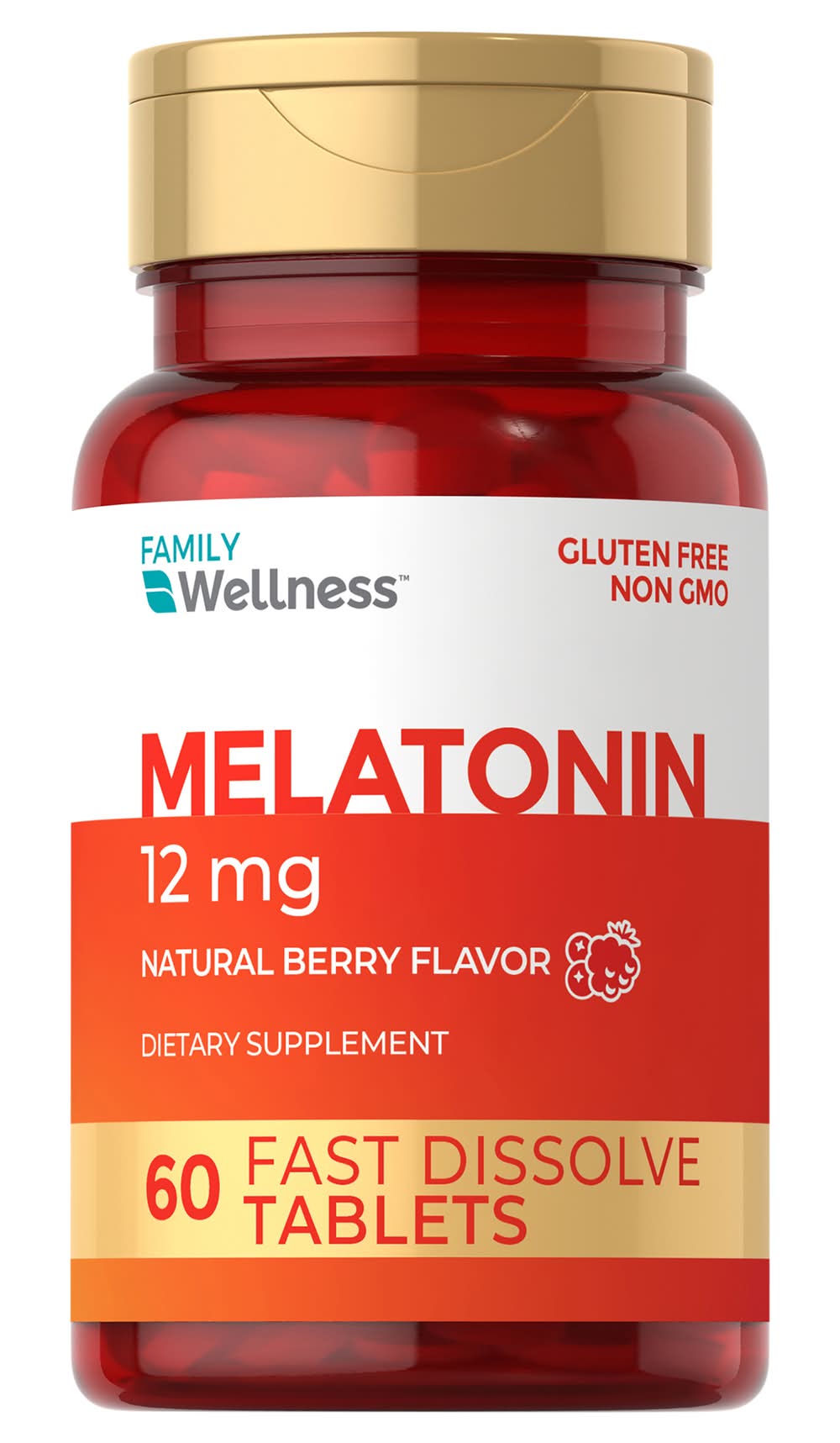 Family Wellness Melatonin 12 mg Fast Dissolve Tablets, Natural Berry (60 ct)