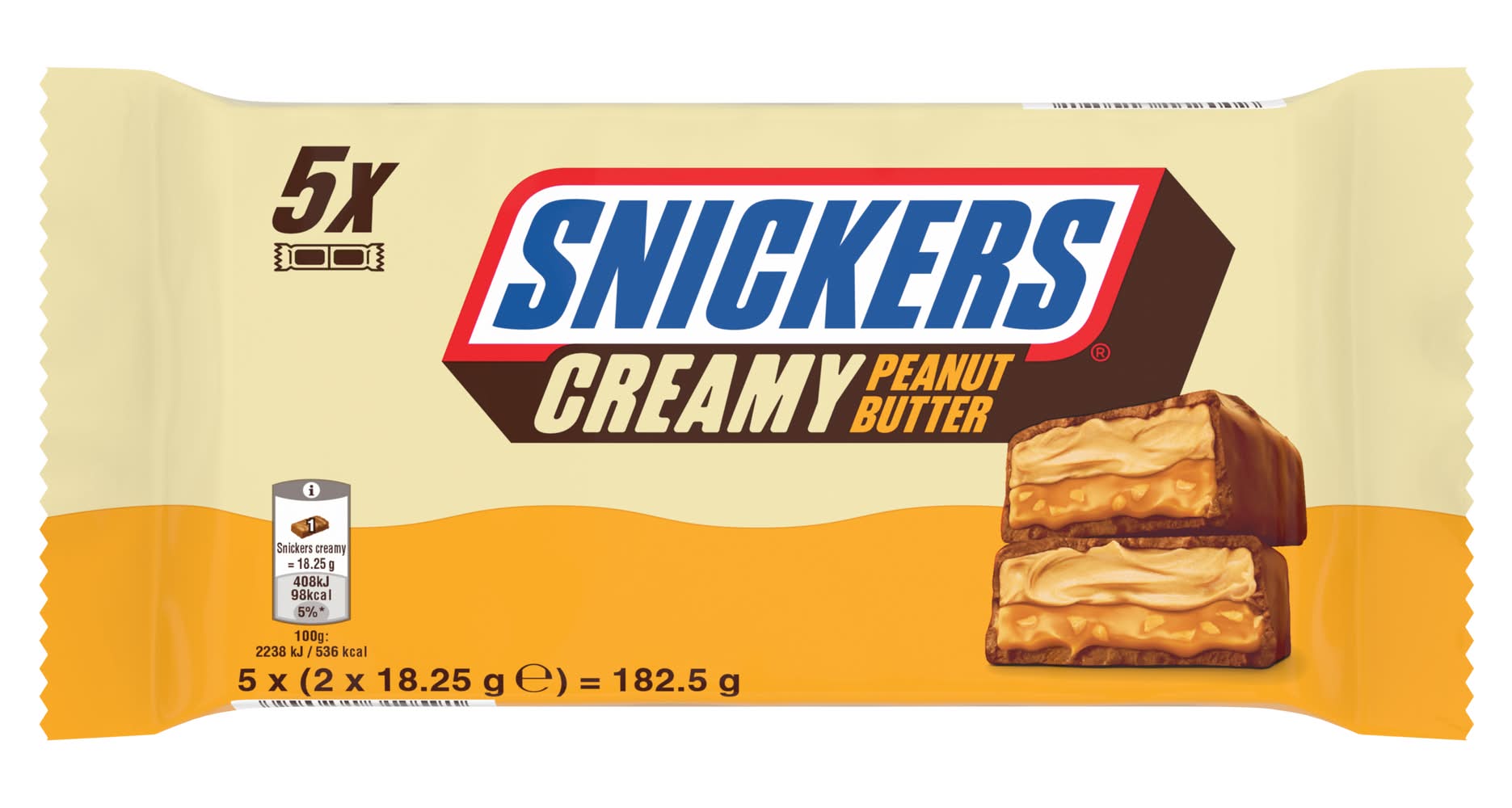 Snickers - Barres chocolatées fourrées, beurre de cacahuète crémeux (5 x 2)