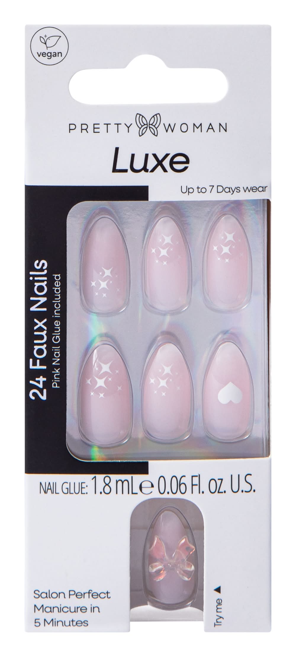 Pretty Woman Luxe Faux Nails Set 24-Count Bow Sparkles
