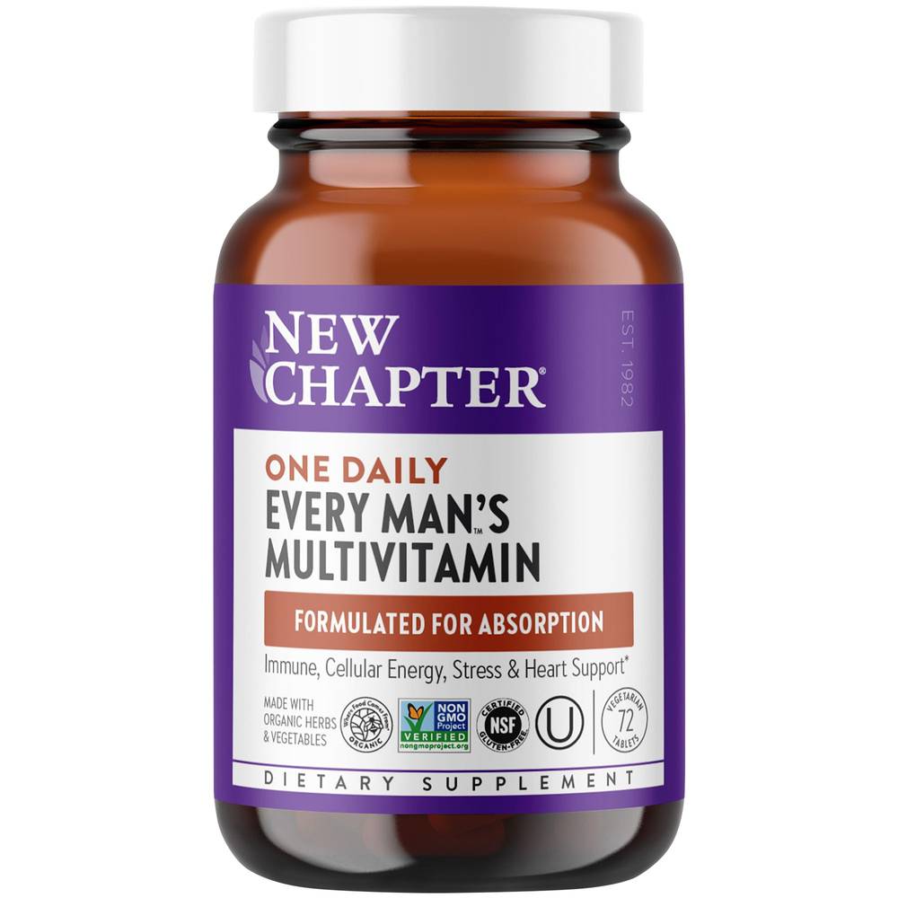Organic Multivitamin For Every Man - Whole-Food Complex - Once Daily (72 Tablets)