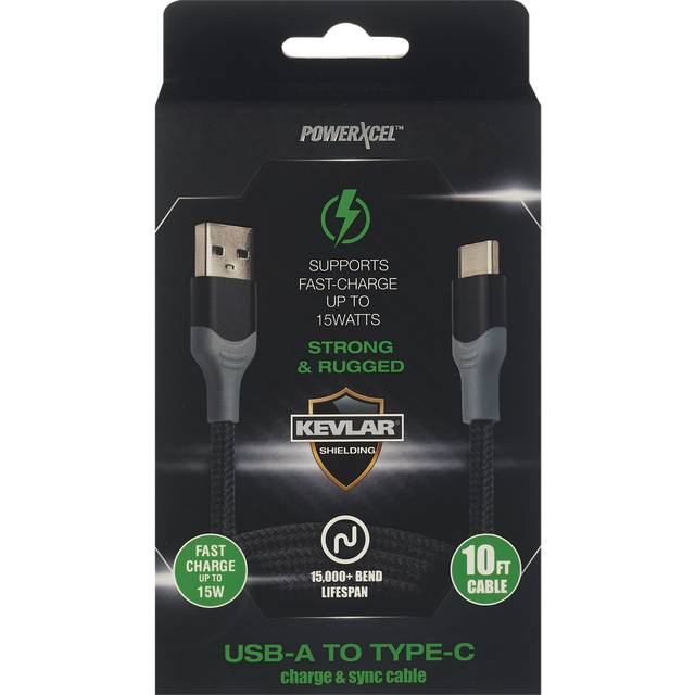Kevlar Powerxcel Usb-A To Type-C Charge Cable (120 inch/black)