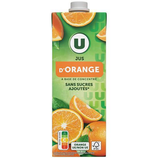 Les Produits U - Jus à base de concentré sans sucres ajoutés (1 L) (orange)