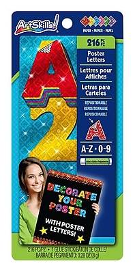 ArtSkills Sparkle Quick 2 Self-Adhesive Letters and Numbers, Assorted, 216/Pack (PA-1335)