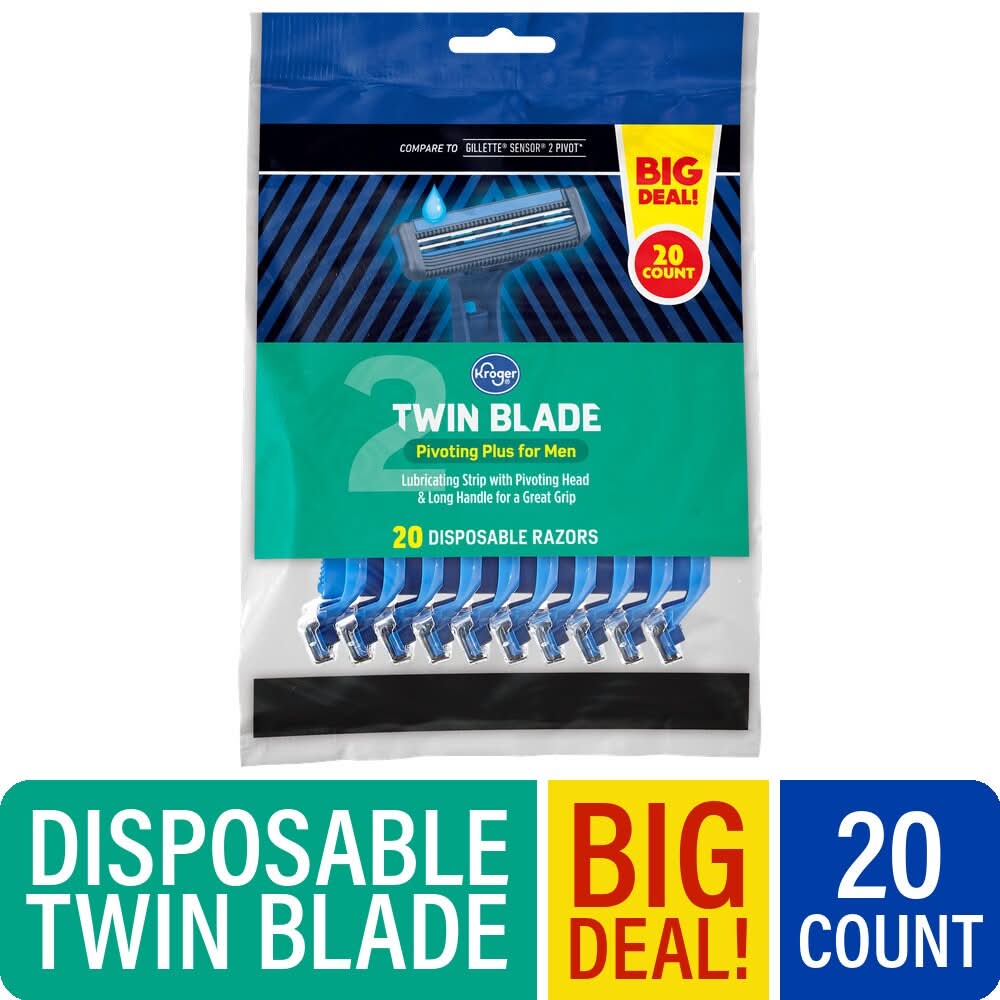 Kroger Twin Blade Pivoting Plus Disposable Razors, Men (20 ct)