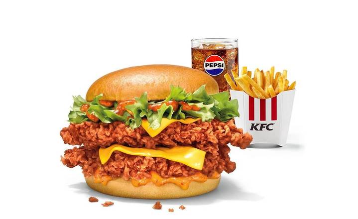 Fire Zinger Stacker meal L