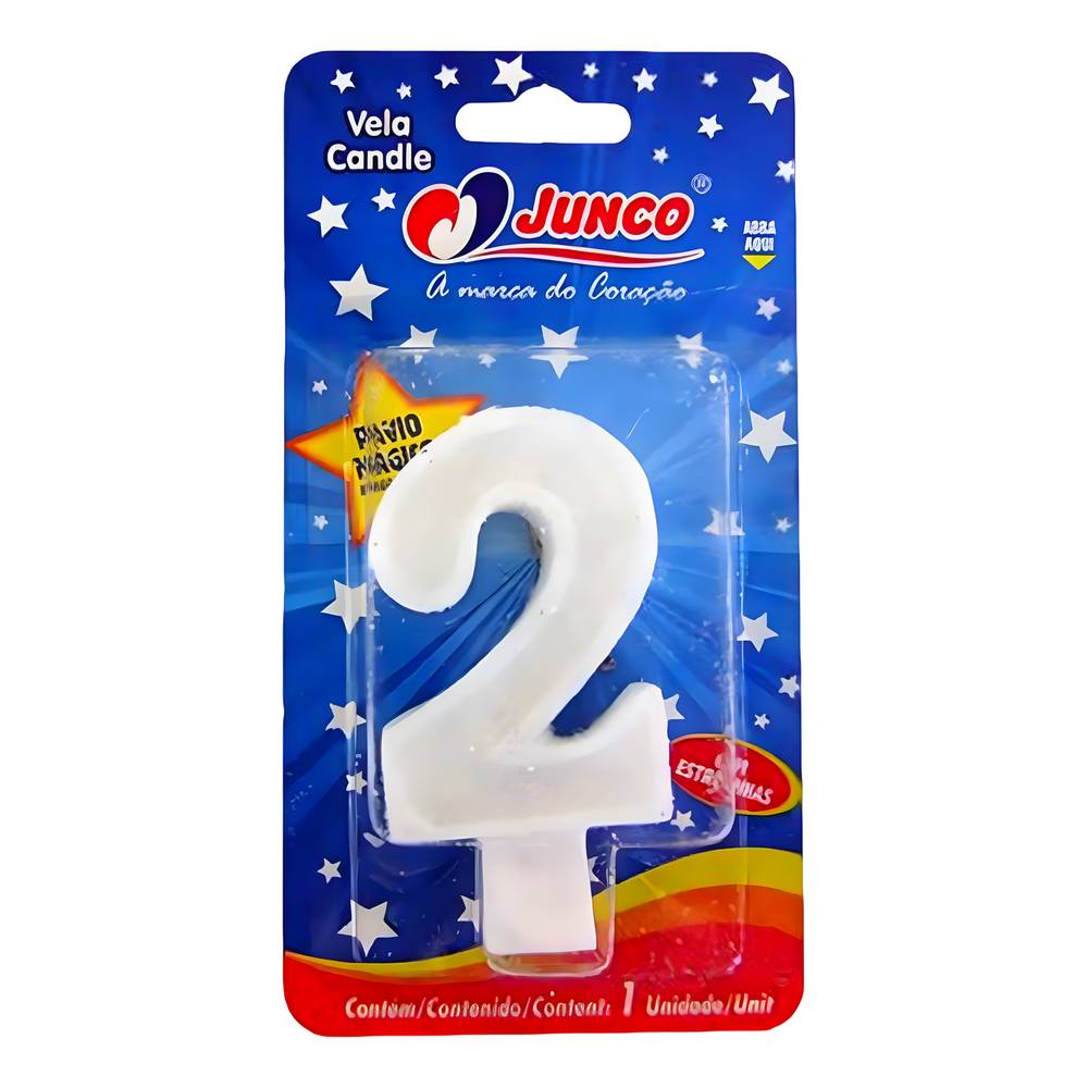 Junco vela de aniversário big n°2 branca (1 unidade)