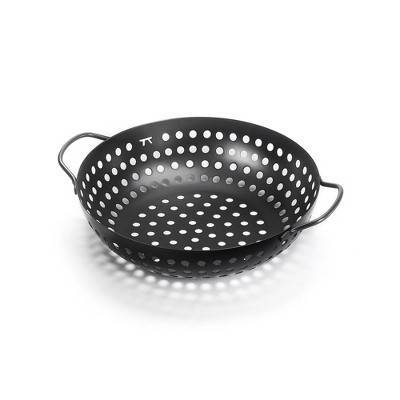 Round Grill Wok - Outset: Nonstick Steel, Iron Handle, Grill Cookware, Hand Wash Only