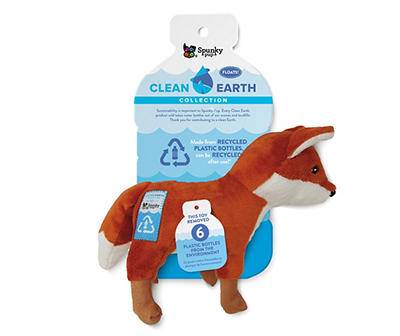 Spunky Pup Clean Earth Collection Fox Plush Dog Toy, S