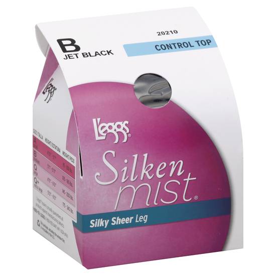 L'eggs Silken Mist Control Top Jet Black Pantyhose