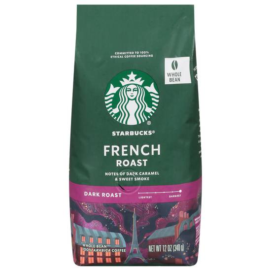 Starbucks Dark Roast 100% Arabica Whole Bean French Roast Coffee (12 oz)