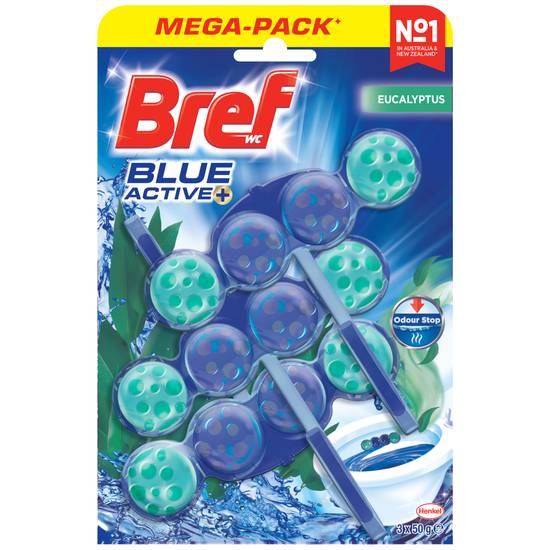 Bref Blue Active Eucalyptus Rim Block Toilet Cleaner (3 pack)