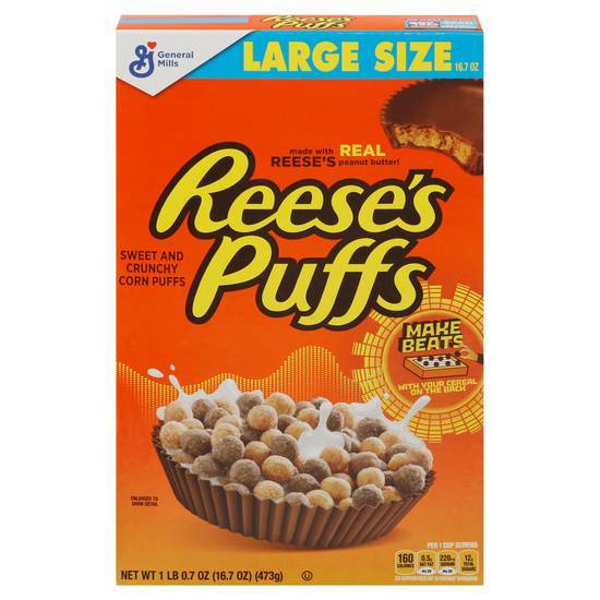 Reese's Puffs Large Size Sweet and Crunchy Corn Puffs Cereal