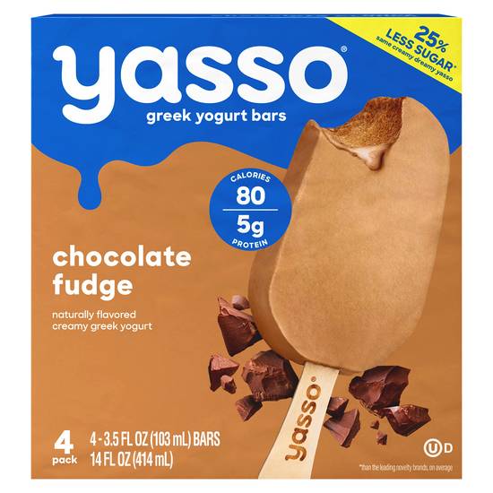Yasso Frozen Greek Yogurt Bars Chocolate Fudge (4 ct)