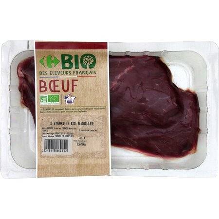 Carrefour Bio - Viande bovine steaks à griller (220g)