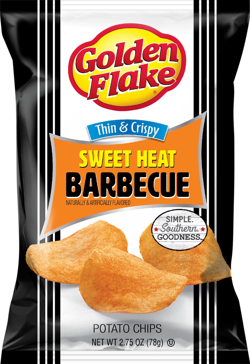 Golden Flake Sweet Heat Barbecue Thin & Crispy Potato Chips, Sweet Heat (2.75 oz)