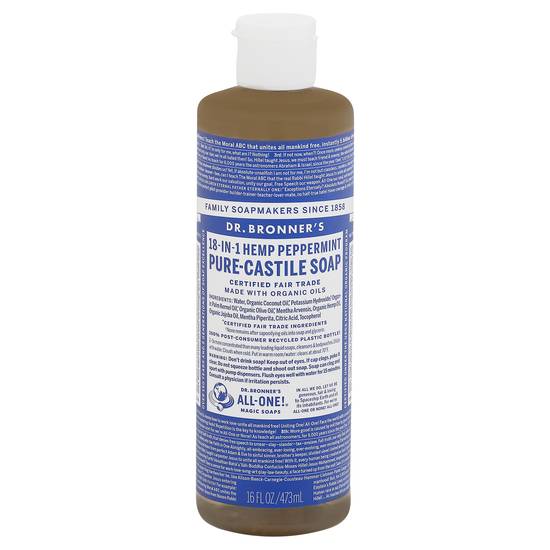 Dr. Bronner's 18-in-1 Hemp Peppermint Pure-Castile Soap (16 fl oz)