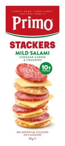 Primo Mild Salami Stackers With Biscuit 50g