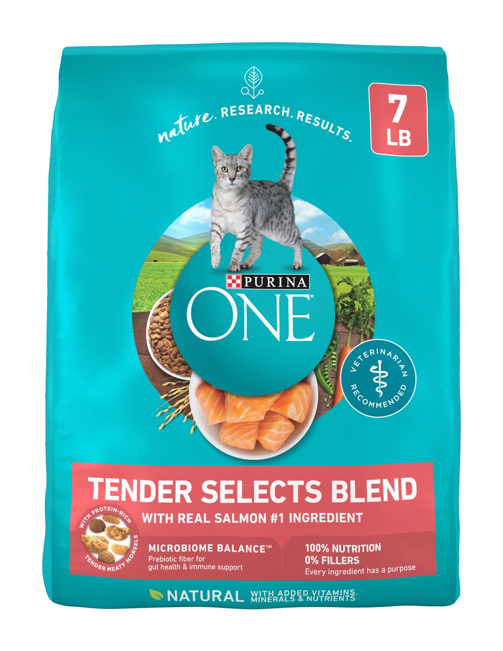 Purina One Natural Tender Selects Blend Dry Cat Food, Salmon, Adult (7 lbs)
