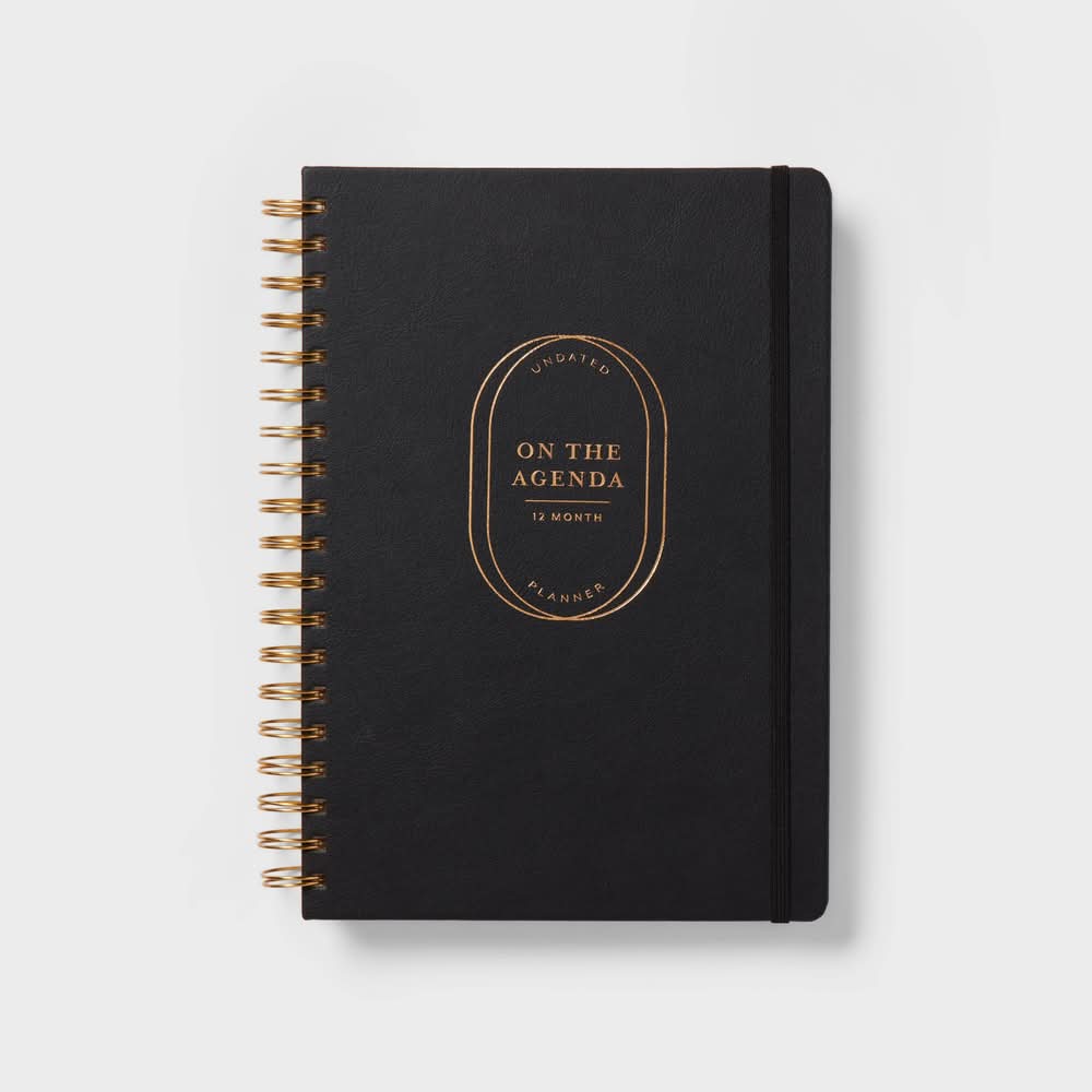 up&up Design Works Ink Undated Planner Twin Wire Leatherette, 7x10 in, Black
