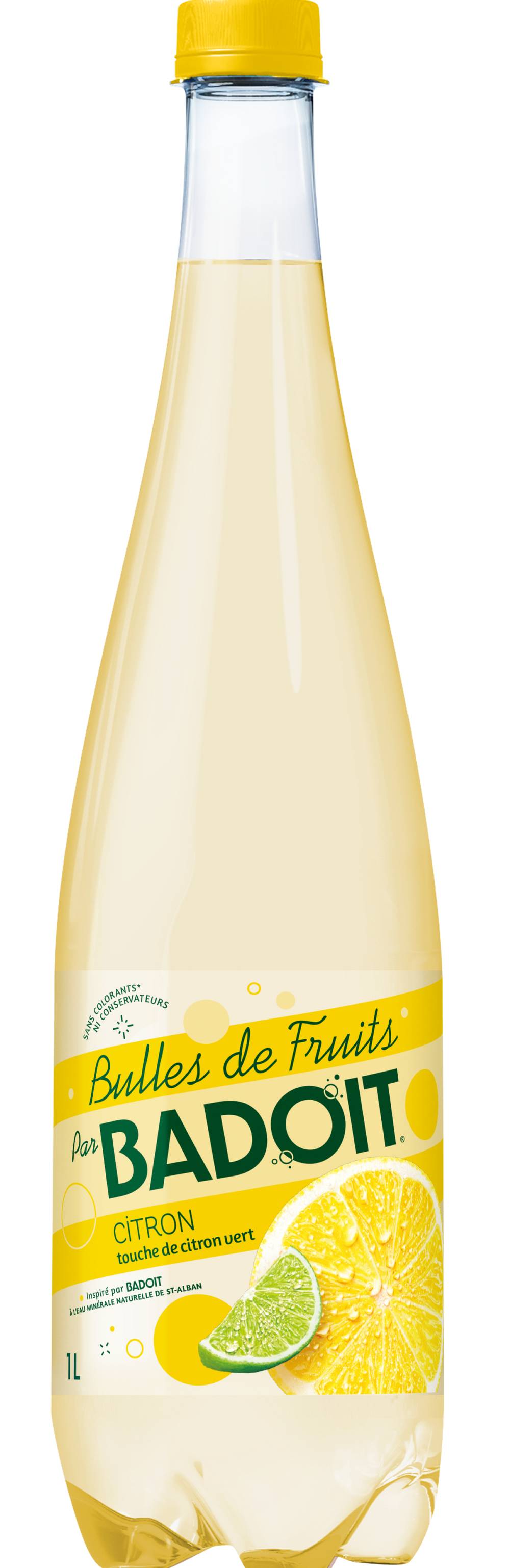 Badoit - Bulles de fruits eau gazeuse aromatisée (1 L) (citron - touch de citron vert)