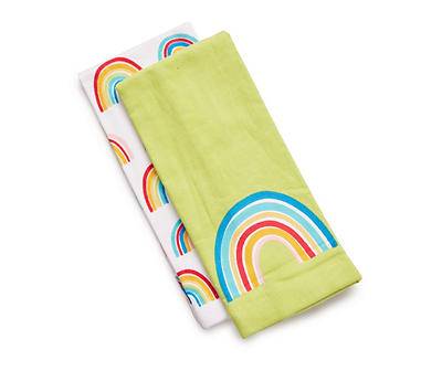 White & Lime Rainbow 2-Piece Kitchen Towel Set