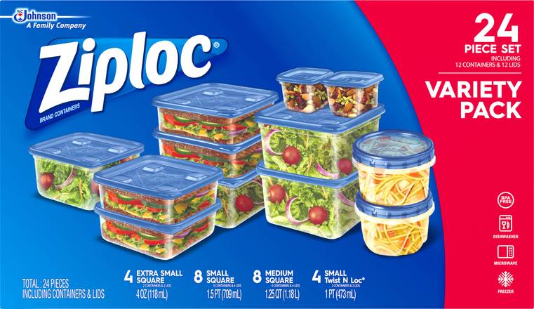 Ziploc Variety pack Containers & Lids (24 ct)