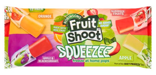 Robinsons Assorted, Fruit Shoot Squeezee Freeze At Home Pops (12 pack)