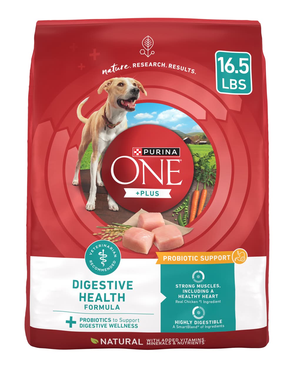 Purina One +Plus Digestive Health Probiotic Support Dry Dog Food, Chicken (16.5 lbs)