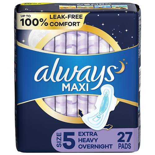 Always Maxi Pads, Extra Heavy Overnight with Wings Unscented, Size 5 - 20.0 ea