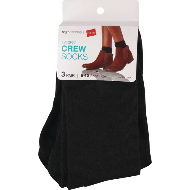 Hanes Stylessentials Ladies Crew Socks (8-12/black)