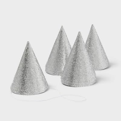 Spritz Glittered Party Hats 3y+, 5 in, Silver (10 ct)