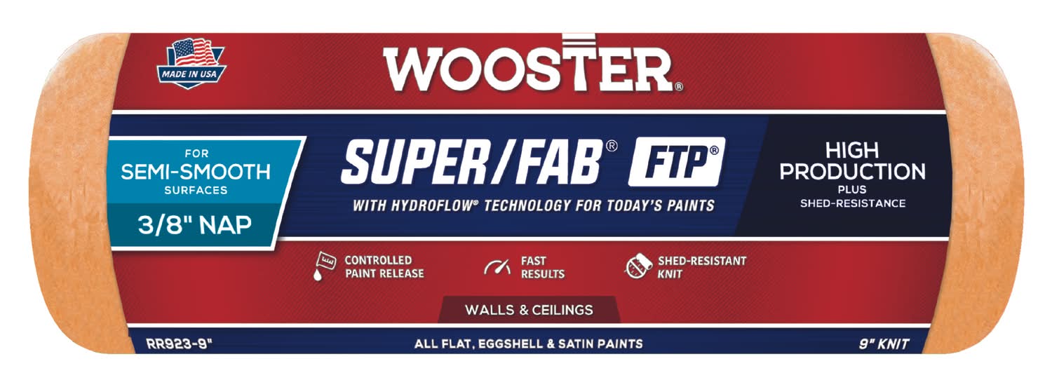 Wooster Super/Fab Fabric 9 In. W X 3/8 In. Paint Roller Cover 1 Pk