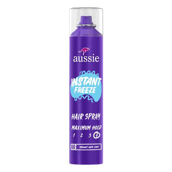 Aussie Instant Freeze Hair Spray for Curly Hair, Straight Hair, and Wavy Hair - 10 oz