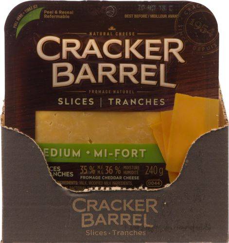 Cracker barrel tranches de fromage cheddar mi-fort (240 g) - medium cheddar cheese slices (240 g)
