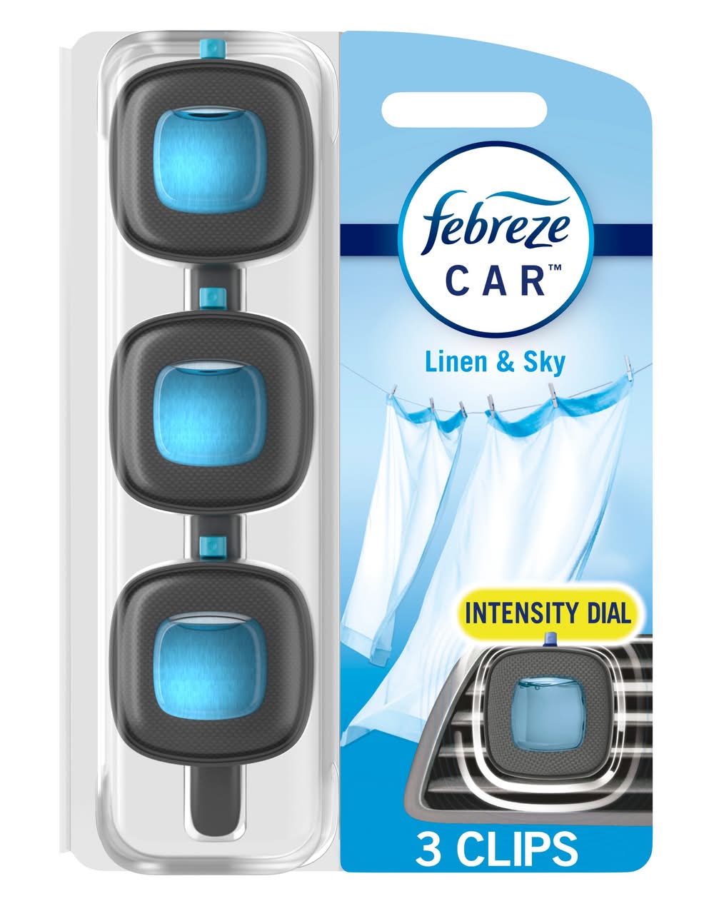 Febreze CAR 0.20 -fl oz Linen and sky Dispenser Air Freshener 3 -Pack
