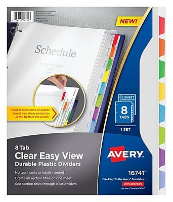 Avery Clear Easy View Durable Plastic Dividers For 3 Ring Binders (8 ct)