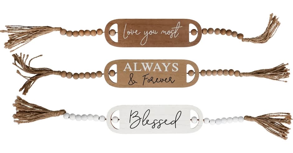 Oval Charm Plaque With Beaded Tassel, 1-ct.