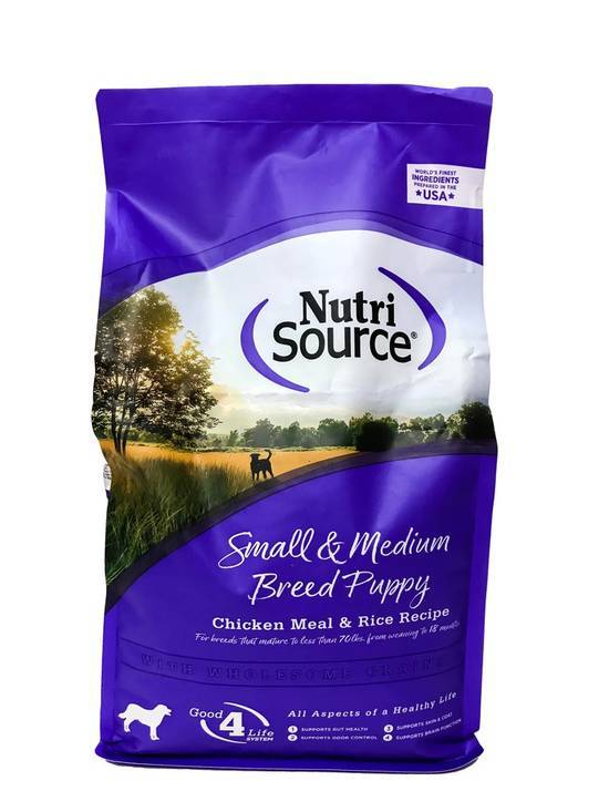 NutriSource Small & Medium Breed Puppy Chicken Meal & Rice Dog Food (5 lbs)