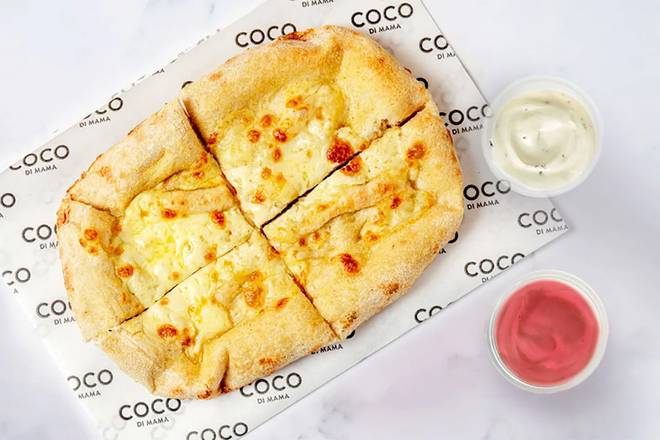 Mozzarella Garlic Bread (V) + Duo of Dips