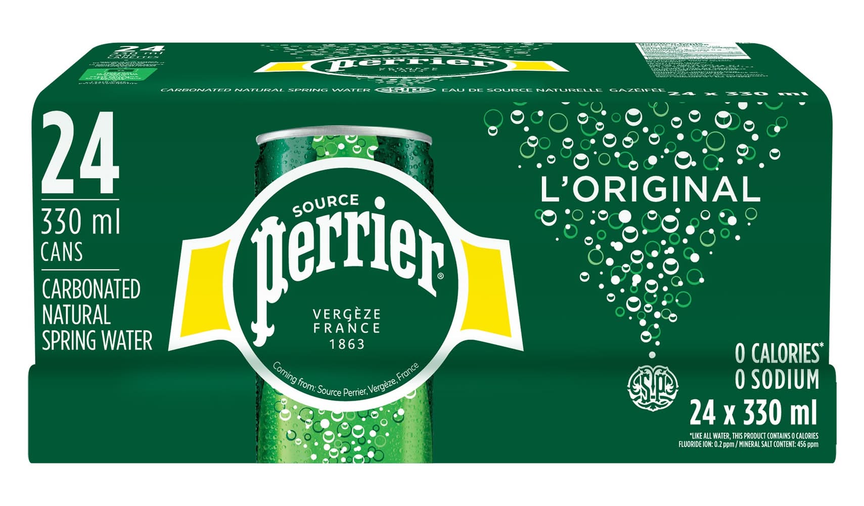 Perrier- Élégant Canettes 330 Ml Paquet De 24 / Perrier Sleek Can 330 Ml, 24-Pack
