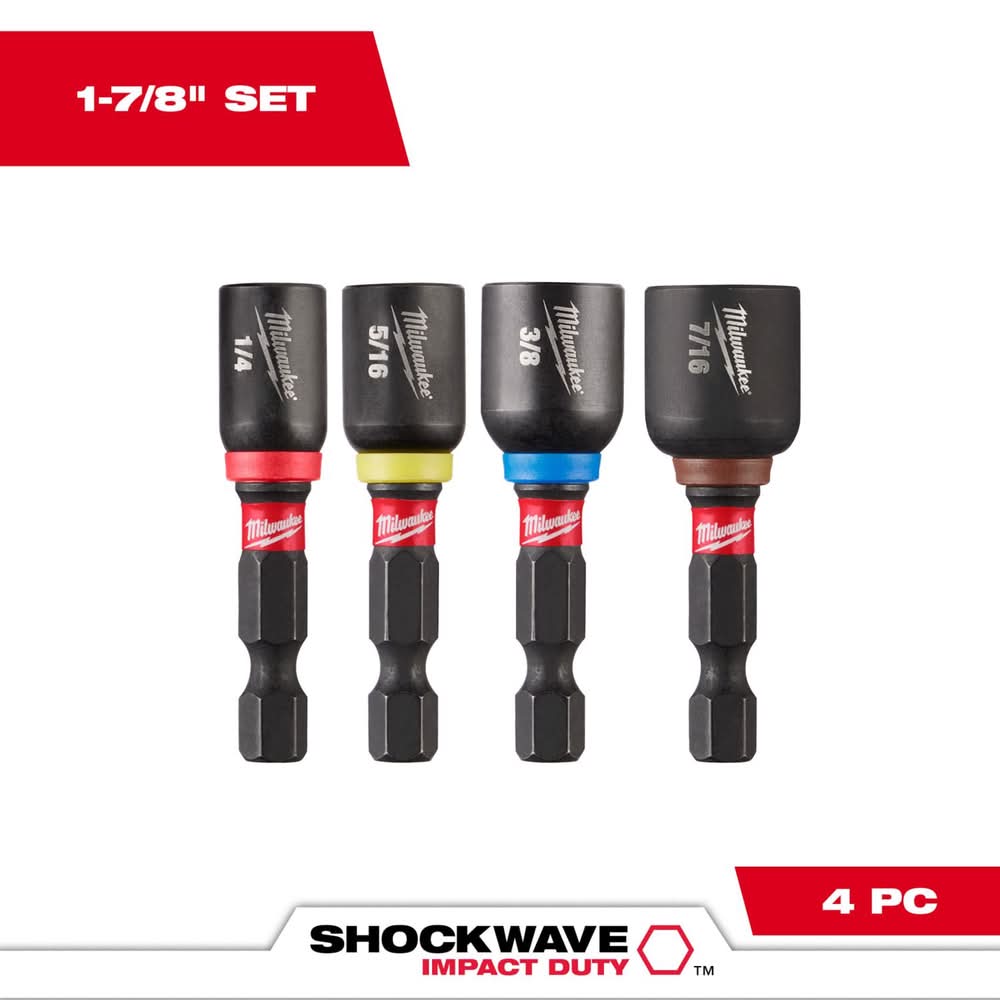 Milwaukee Shockwave 1-7/8 In. L Steel Nut Driver Set 4 Pc