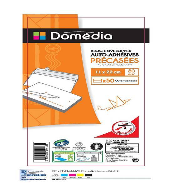 Bloc d enveloppe domedia 110x220 x50 auto adhesive precasee ouv facile