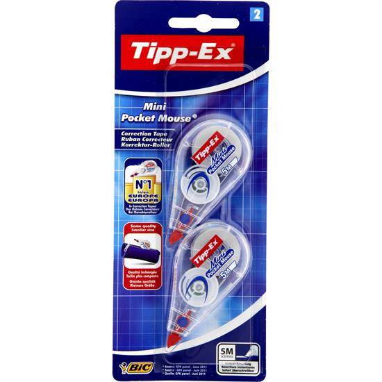 Tipp Ex - Ruban correcteur mini pocket mouse 5 m (2 pièces)