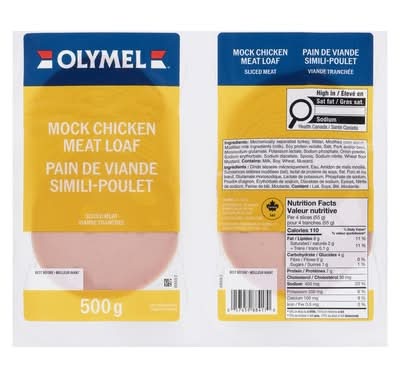 Olymel Viande Tranchée Pain De Viande Simili-Poulet / Sliced Meat Mock Chicken Meat Loaf 500.0 G