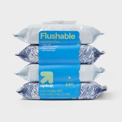 up&up Flushable Cleansing Wipes, 6.8x5.3 in (240 ct)