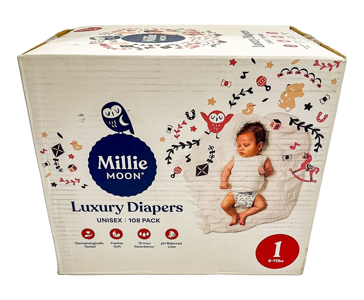 Millie Moon Luxury Diapers, Unisex, Stage 1 (108 ct)