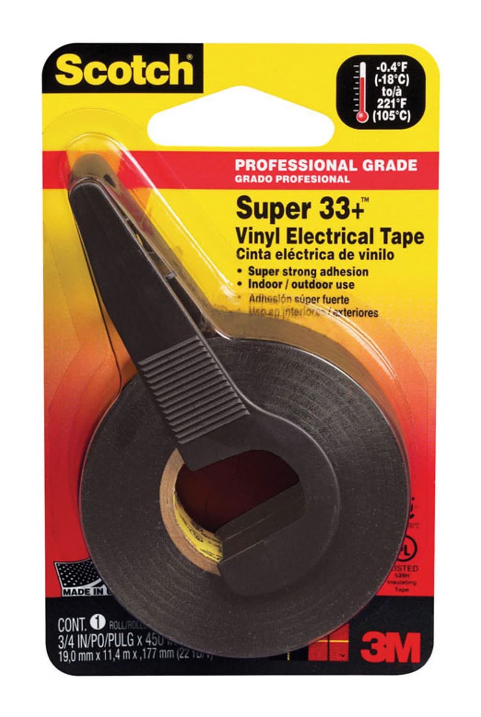Scotch Super 33+ 3/4 In. W X 450 In. L Black Vinyl Electrical Tape