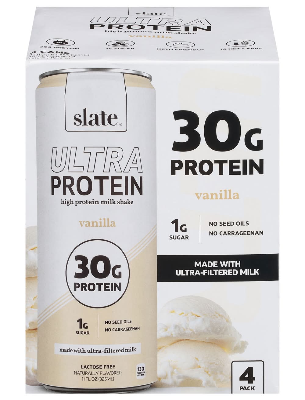 Slate Ultra Protein Milk Shake, Vanilla (4 x 11 fl oz)